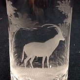 Authentic Vintage Rowland Ward Nairobi Kenya African Big Game etched Antelope Crystal Highball Glass