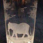 Authentic Vintage Rowland Ward Nairobi Kenya African Big Game etched Elephant Crystal Highball Glass
