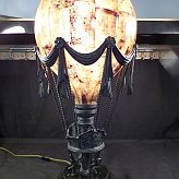 Maitland Smith 1753-569 Penshell Crackle Balloon Lamp Verdigris Bronze Patina Mounts Green Marble Base