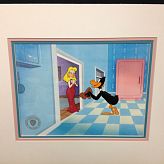 Warner Bothers Looney Tunes Hand Painted Production Cel Daffy and girlfriend in the kitchen